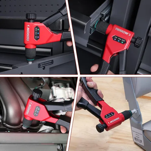 Vista 8 de Herramienta de tuerca de remache de flecha, kit de pistola de tuerca de remache de 8 pulgadas diseñada para espacios reducidos Rivet Nut Setter