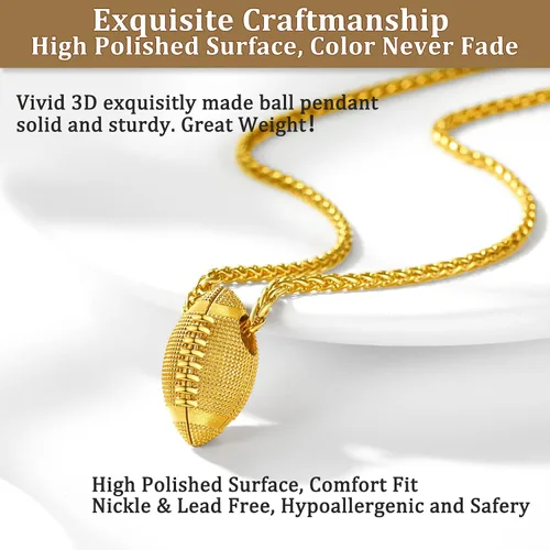 Vista 5 de Bestyle Vivid Ball - Collar con colgante de bola para hombres y niños, acero inoxidable sólido, fútbol, baloncesto, voleibol, pelota de rugby