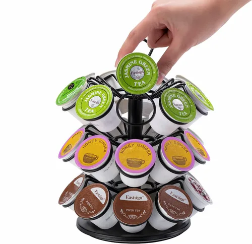 Vista 5 de K-Cup - Almacenamiento de cápsulas de café, soporte para cápsulas de carrusel, almacenamiento para cápsulas K (27 cápsulas-3 niveles)