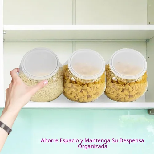 Vista 3 de Paquete de 3 tarros de plástico para caramelos, tarros redondos de 48 onzas con tapas para bufé de dulces, cocina y escritorio de oficina, tarros