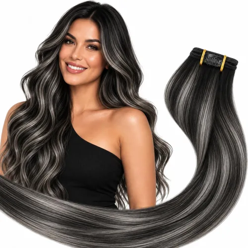 Vista 42 de Ve Sunny Extensiones de cabello humano real con clip balayage, color marrón castaño degradado a rubio, 12 pulgadas, 5 unidades, 2.82 onzas