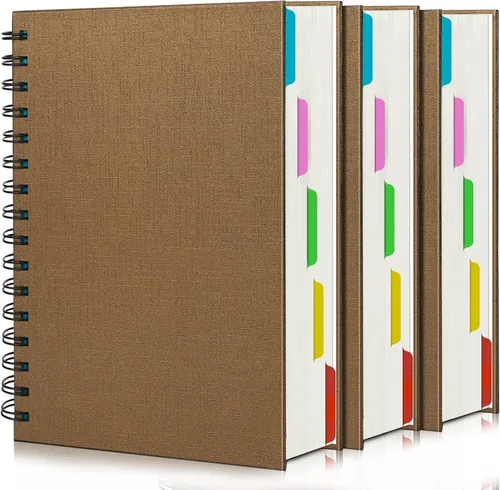 Vista 17 de EUSOAR Cuaderno de 5 materias, 1 pieza A4 de 11" x 8-1/2 pulgadas con espiral rayado universitario, bloc de escritura, 100GSM 120 hojas/240 páginas