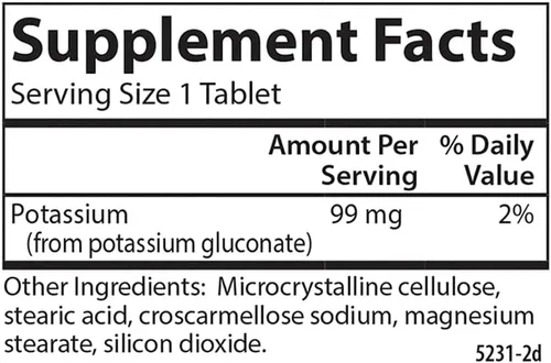 Vista 4 de Carlson Potasio, 99 mg, Salud nerviosa, Función muscular, 100 tabletas