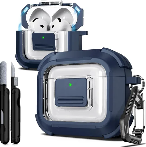 Vista 138 de R-fun Funda de carga compatible con AirPods de 2ª generación 2019, 1ª generación 2016, protección completa contra caídas, tapa desplegable