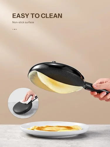 Vista 3 de Máquina eléctrica de crepé, máquina portátil de 8 pulgadas con placa de inmersión antiadherente, control automático de temperatura, sartén
