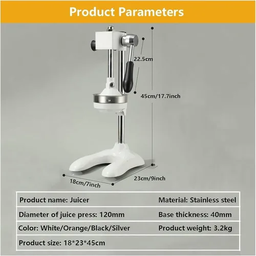 Vista 8 de Cast Iron Orange Juice Squeezer, Hand Press Citrus Juicer Extractor, Easy Juice Extraction for Commercial Use