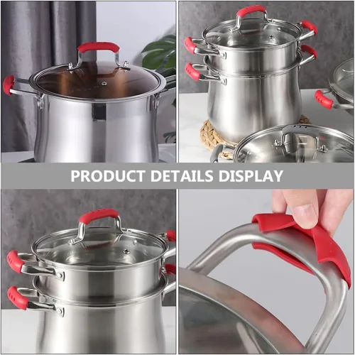 Vista 7 de Tofficu Fundas de silicona resistentes al calor, paquete de 6 fundas antiquemaduras para una cocción segura y un agarre cómodo en asas de utensilios