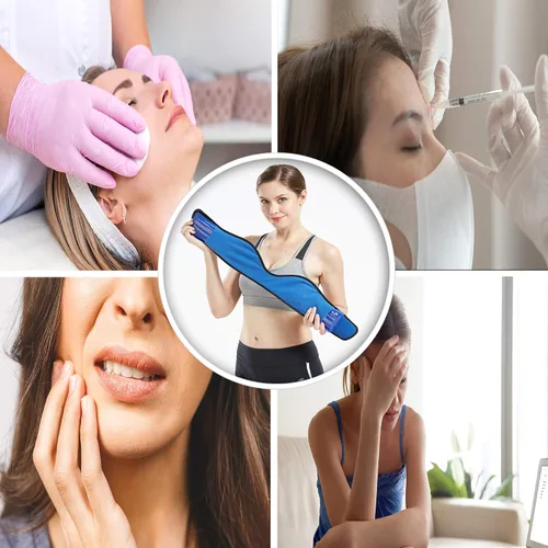 Vista 7 de Bodyprox Paquete de hielo facial para mandíbula, cabeza y barbilla, envoltura ajustable caliente y fría para muelas del juicio y alivio del dolor