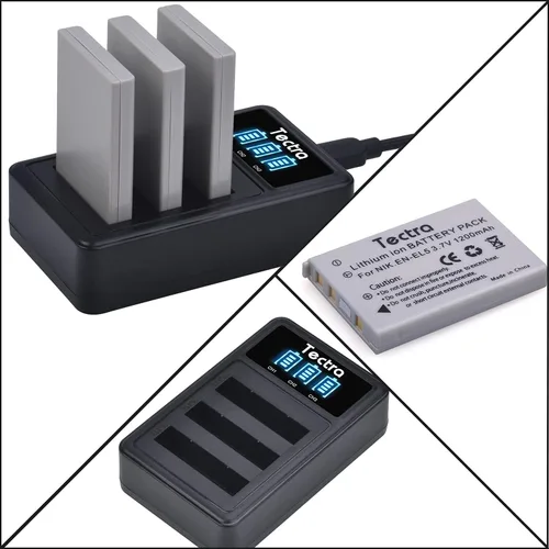 Vista 6 de Tectra 3X EN-EL5 Batería + cargador USB LED para Nikon P530 P510 P500 P520