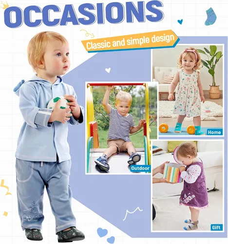 Vista 6 de DoSmart 12 pares de calcetines de algodón transpirable con dibujos animados para bebés y niños pequeños