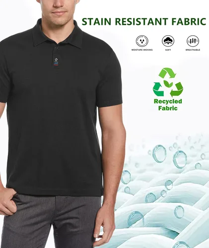 Vista 4 de V VALANCH Polo para hombre casual manga larga polo de golf absorbe la humedad cuello