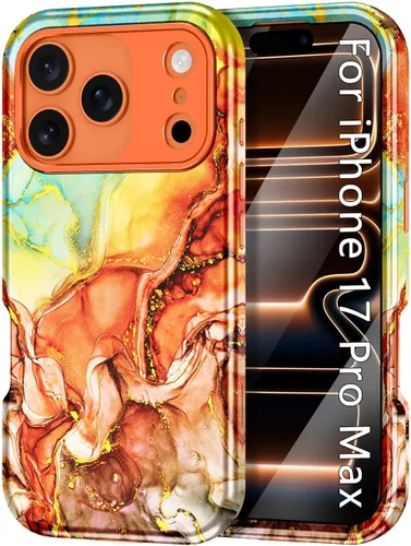 Vista 43 de Btscase Funda compatible con iPhone 17 de 6.3 pulgadas 2025, patrón de mármol 3 en 1, resistente a prueba de golpes, cuerpo completo, policarbonato
