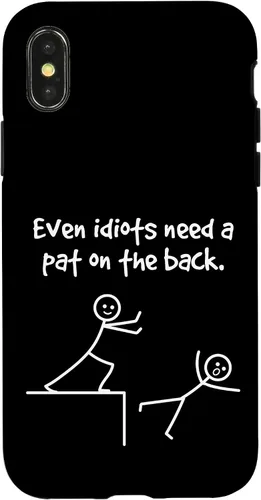 Vista 5 de Even Idiots Need A Pat On The Back Funny Stick Man Joke - Funda de regalo para iPhone 17