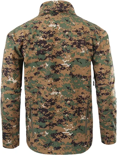 Vista 2 de Flygo Chaqueta de camuflaje para hombre al aire libre táctica con capucha de forro polar cálido abrigo Softshell, Jungle Digital Camo