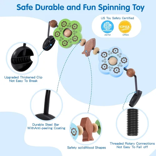 Vista 5 de Barra de juguete compatible con Baby Bjorn Bouncer Toy Bar para Baby Bouncer, accesorio de madera duradera para bebés, juguetes sensoriales