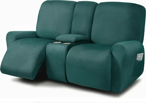 Vista 39 de ULTICOR Fundas para sofá reclinable de 8 piezas, fundas elásticas con hilo teñido para sofá reclinable de 3 cojines, gruesas, suaves y lavables Gris