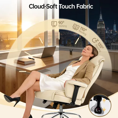 Vista 8 de AreShark Silla de oficina grande y alta, silla ejecutiva de escritorio de cuero con respaldo alto y soporte lumbar ajustable, ergonómica, cómoda