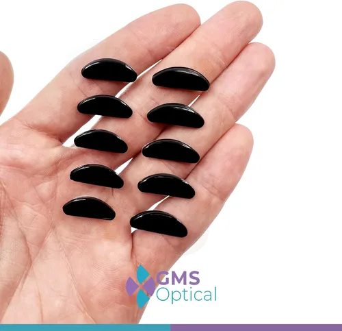 Vista 8 de GMS Optical® 0.1 in adhesivo antideslizante contorneado almohadillas de nariz de lente de silicona suave con súper pegajoso respaldo - 5 pares
