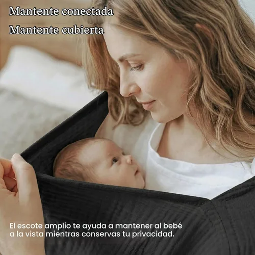 Vista 2 de Konssy - Funda de lactancia de muselina para mujer, poncho de privacidad completa de 360°