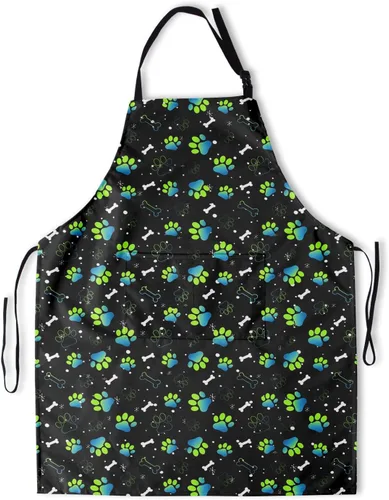 Vista 16 de Kawani Delantal adulto con bolsillos, delantal de cocina de chef Negro Floral