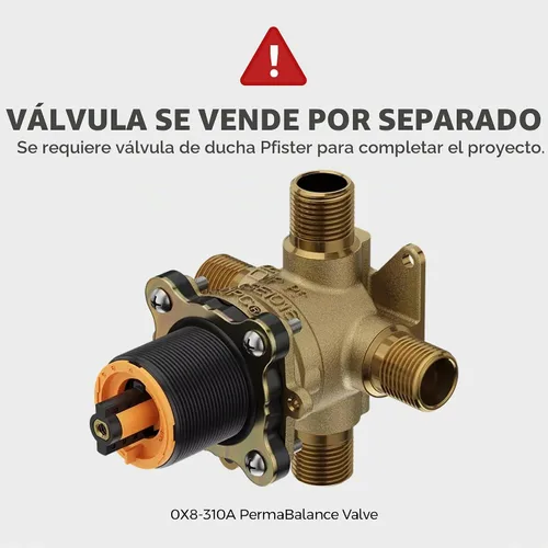 Vista 2 de Pfister R89-1CBK Avalon - Moldura para válvula de ducha y tina con una sola manija, níquel cepillado