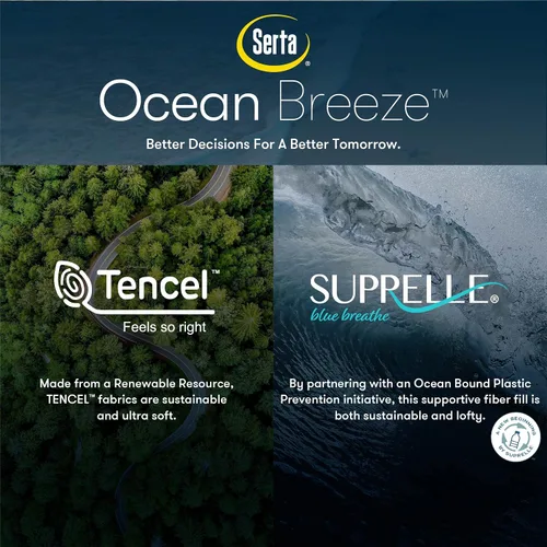 Vista 7 de Serta Ocean Breeze - Protector de colchón elástico ajustable y transpirable con relleno de fibra sostenible y funda Tencel para todas