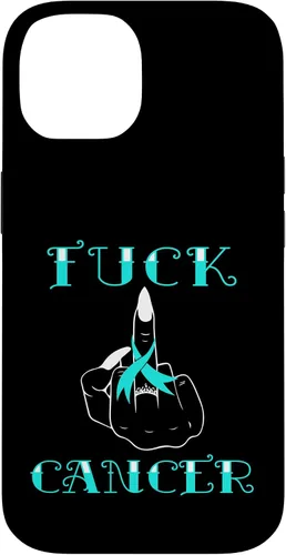 Vista 4 de Fuck Cancer Tattoos Survivor Teal Ribbon Ovarian Cancer Case for iPhone 16