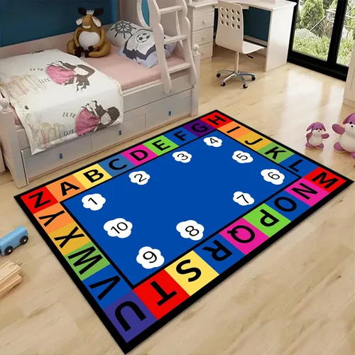 Vista 12 de Alfombras de área para niños, 3 x 4 pies, alfabeto, números y formas, alfombra de aprendizaje educativa para niños para sala de juegos, sala