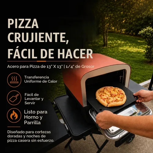 Vista 8 de Hisencn Acero para hornear piedra de pizza cuadrada de 13 x 13 pulgadas