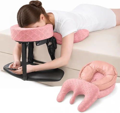 Vista 10 de Reposacabezas de masaje para cama, cuna ajustable para masaje facial en casa, kit de mesa de masaje portátil para colchón de dormir, almohada boca