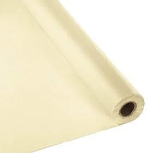 Vista 2 de Rollo de plástico para mesa de fiestas, 300 x 40 pulgadas, mantel desechable para banquetes (color marfil)