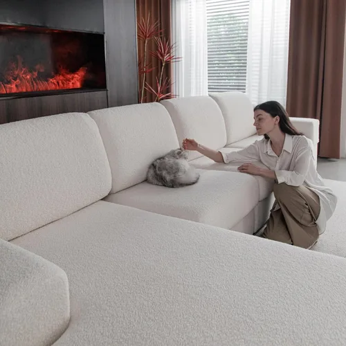 Vista 11 de OHSIO Fundas de Cojines de Sofá para Sofá Seccional, Fundas de Sofá Suaves Elásticas Lavables Resistentes al Desgaste Protector Universal de Muebles