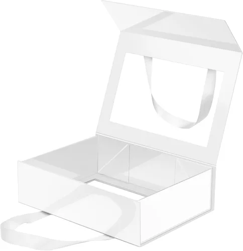 Vista 41 de Caja de regalo negra con ventana, caja de regalo magnética transparente para regalo, caja de propuesta de padrino de boda (10.5 x 7.5 x 3 pulgadas)