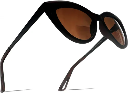 Vista 7 de SAMBA SHADES Gafas de sol de lectura bifocales integradas a la moda, ojo de gato, lentes de sol para lectores de gran tamaño para mujer Negro