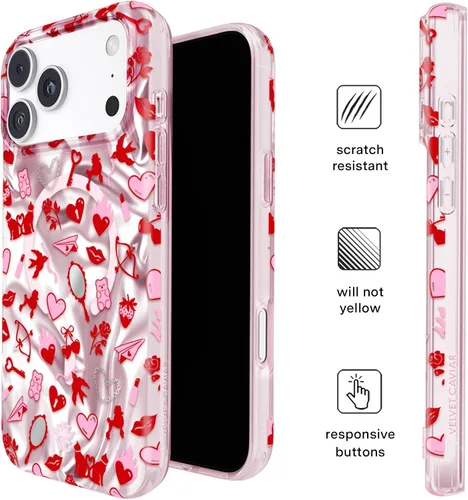 Vista 666 de VELVET CAVIAR Funda para iPhone 15, compatible con MagSafe, probada contra caídas de 10 pies, fundas protectoras de diseño, leopardo color rosa