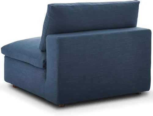 Vista 3 de Modway Commix - Sofá seccional tapizado con relleno de plumón, silla sin brazos en color azul Tela Azure