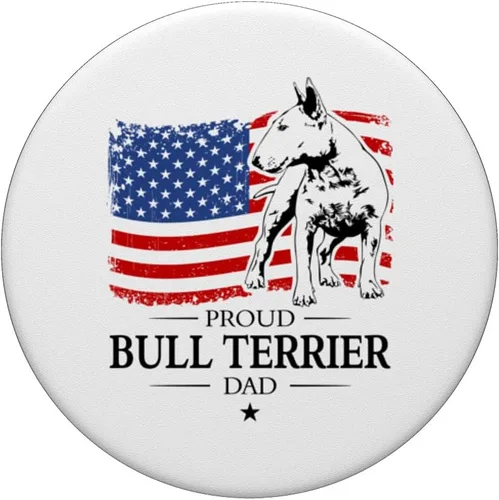 Vista 3 de PopSockets de perro patriótico con la bandera americana del Bull Terrier inglés PopGrip intercambiable