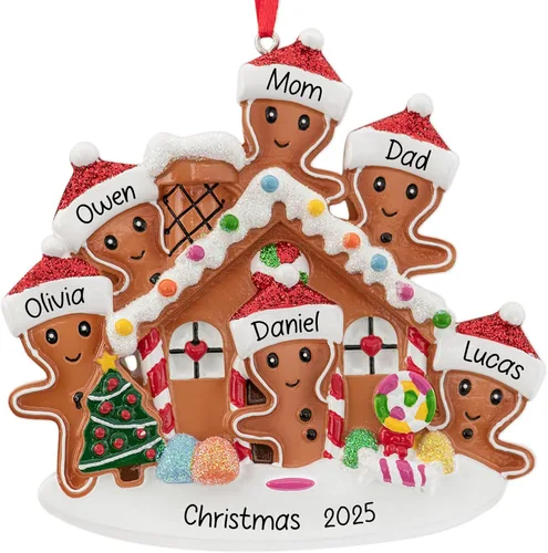 Vista 11 de Adorno de Navidad personalizado hecho con pareja de amor 2026 Familia de 2 de jengibre Decoración para árbol de Navidad Nuestro primer recuerdo