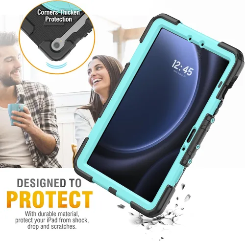 Vista 6 de HXCASEAC Funda resistente para Samsung Galaxy Tab S10 Lite / S10 FE / S9 FE 10.9 pulgadas 5G Soporte para S Pen Protector de pantalla Correa