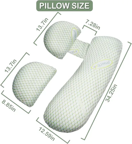 Vista 7 de Almohada de embarazo, almohada de maternidad para mujeres embarazadas, almohada de maternidad suave con funda de almohada desmontable y ajustable