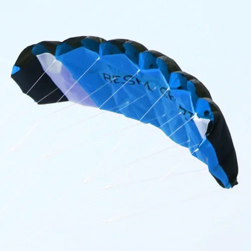 Vista 4 de Besra - Enorme cometa de 74 pulgadas de doble línea para acrobacias con paracaídas con herramientas de vuelo 1.9 m de potencia para kitesurf. Azul