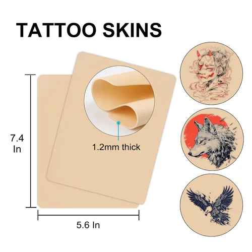 Vista 6 de Yugui 50pcs Stick and Poke Agujas con 15pcs Piel Falsa Tatuaje Piel Práctica