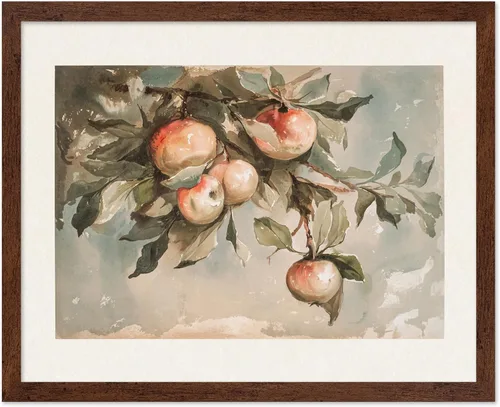 Vista 13 de Poster Master Póster vintage de estudio de manzanas, impresión retro de frutas muertas - Arte de acuarela - Arte de frutas - Regalo para hombres