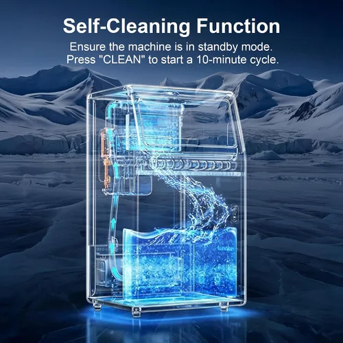 Vista 5 de Máquina comercial para hacer hielo, 80 libras/24 horas, máquina de hielo transparente con almacenamiento de 33 libras, debajo del mostrador