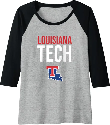 Vista 4 de Louisiana Tech Bulldogs Stacked Raglan Baseball Tee