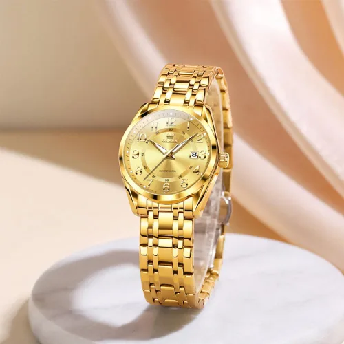 Vista 6 de OLEVS Reloj de pulsera de cuarzo para mujer, de acero inoxidable, impermeable, luminoso, fecha, fácil de leer, para mujer