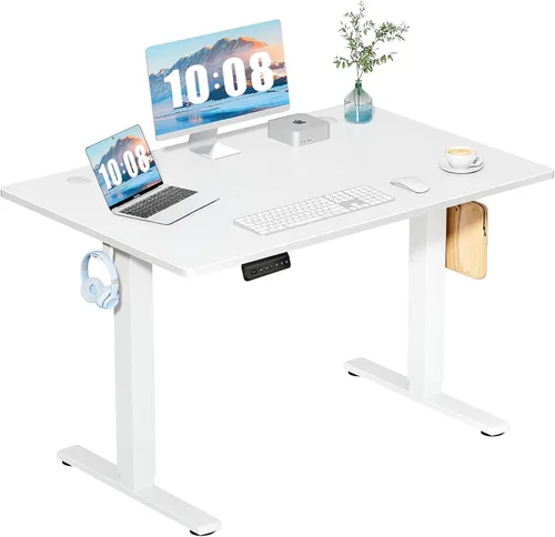 Vista 9 de DUMOS Escritorio eléctrico de pie de 40 pulgadas con altura ajustable, estación de trabajo para computadora para trabajar sentado o de pie, mesa