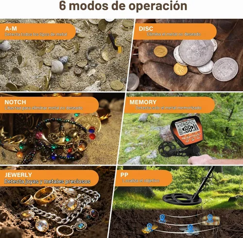 Vista 4 de OMMO Detector de metales para adultos, resistente al agua, oro y buscador Naranja