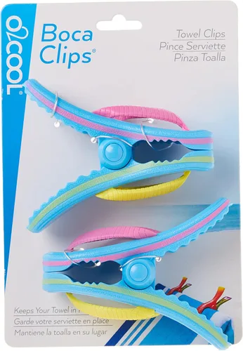 Vista 4 de O2COOL BocaClips - Clips para toallas de playa para sillas, patio y piscina Flip Flop azul