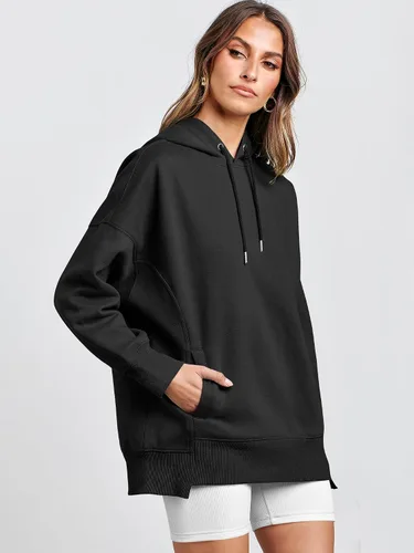 Vista 5 de ANRABESS Sudaderas con capucha de gran tamaño para mujer, sudadera de forro polar 2024, trajes de moda para adolescentes y niñas